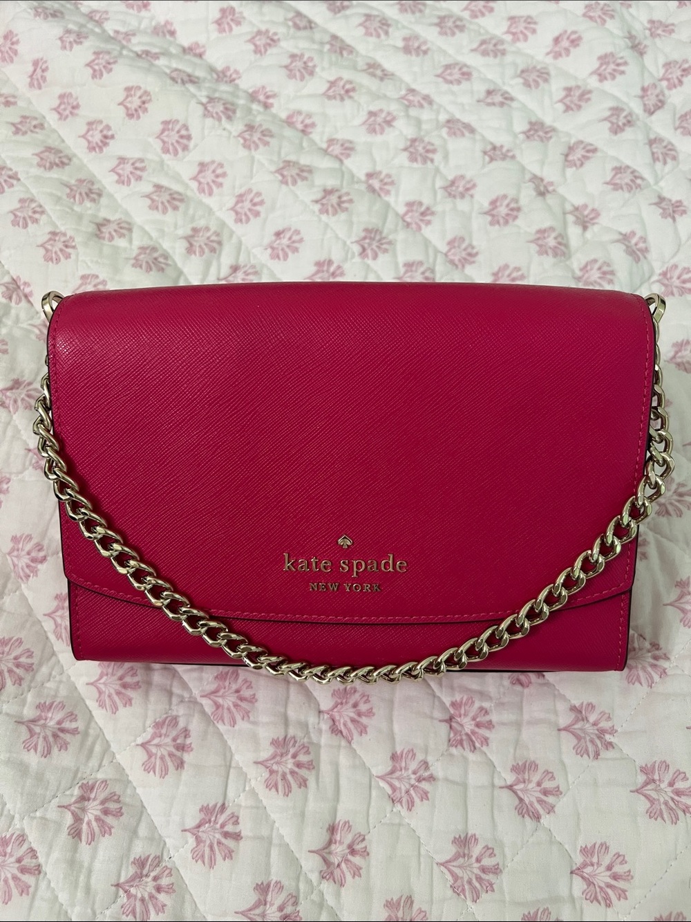 kate spade Hot Pink Leather Chain Crossbody Bag